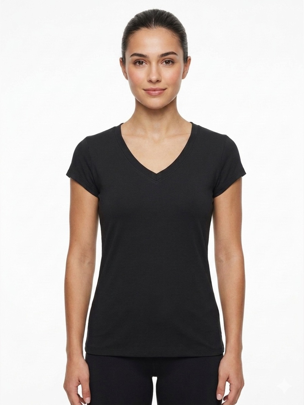 Grane Black V-Neck Short Sleeve Tee Size S